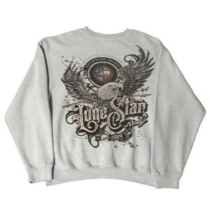 Lone Star Rally 2024 Galveston Island Eagle Graphic Sweatshirt Blue Mens Medium